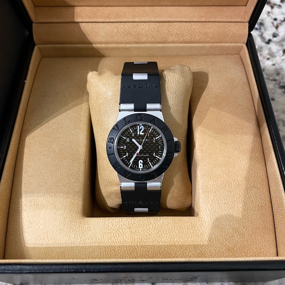 Bvlgari Black and Silver Diagono Watch